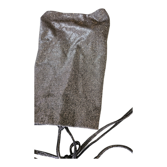 Shein XS Silver Sparkle Sleeveless Tie Closure Tank Top - Picture 3 of 7